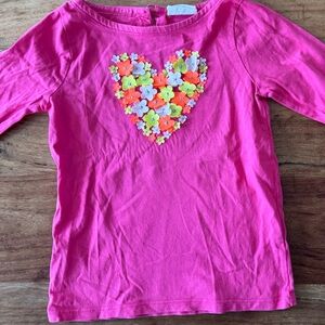 Mini Boden Pink Long Sleeve Tee with Floral Heart